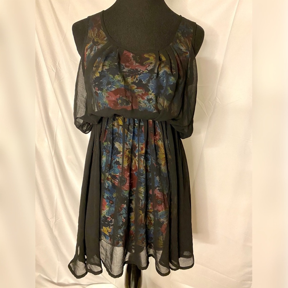 Black Floral Mini Dress - Size 0